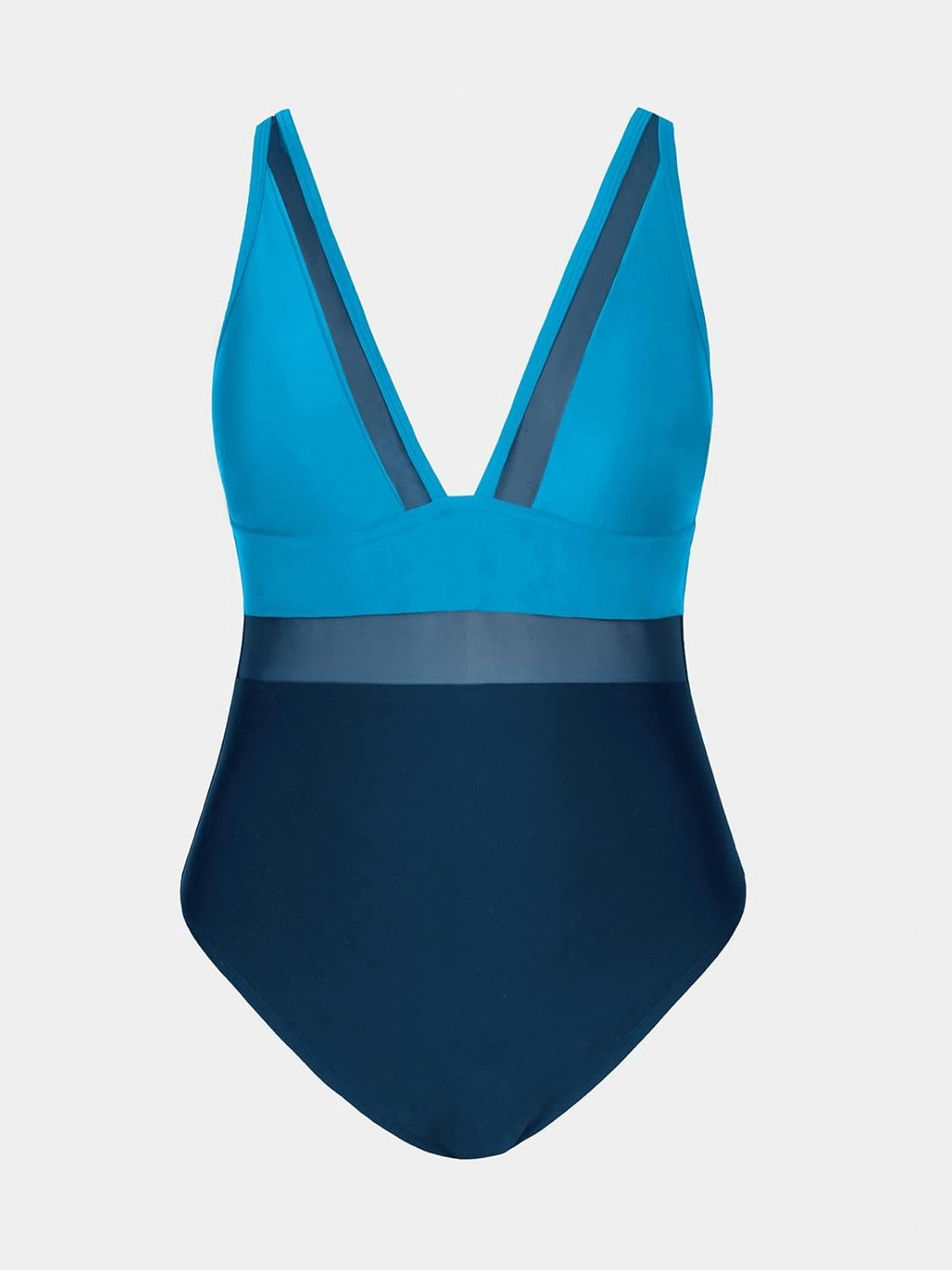 CUPSHE Women Plus Size One Piece Swimsuit V Neck Mesh Sheer Tummy Control Bathing Suit with Adjustable Wide Straps