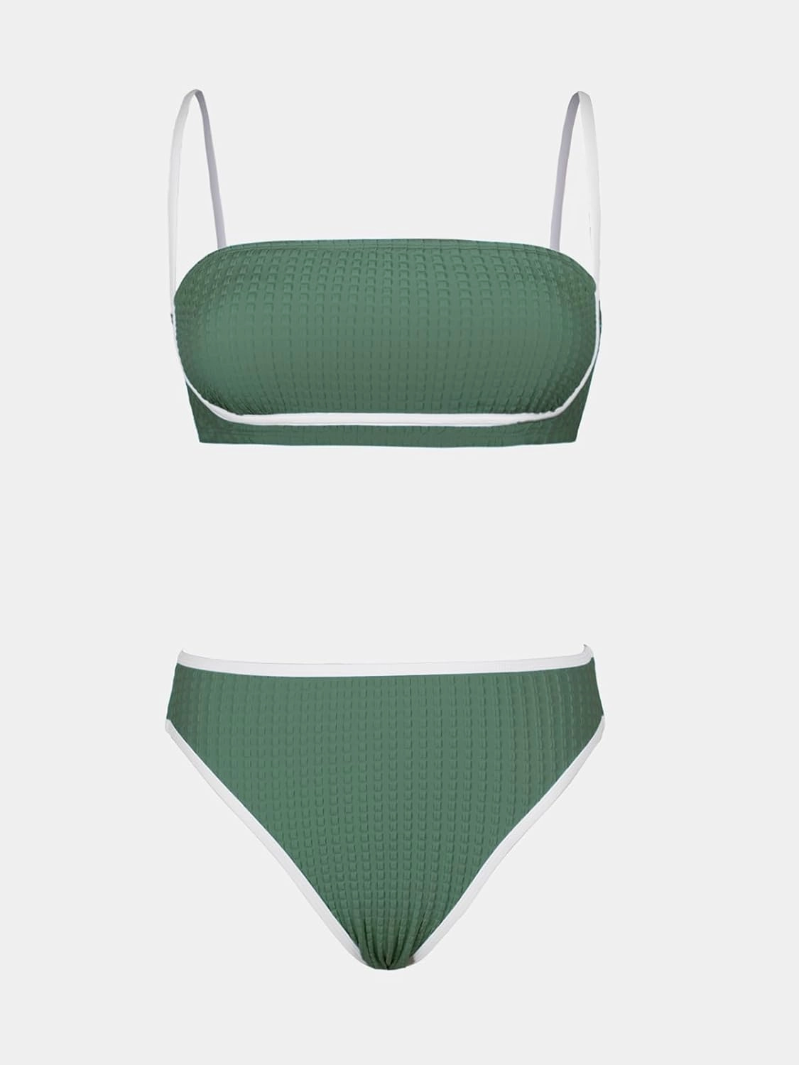 CUPSHE Women's Bikini Sets Two Piece Swimsuit High Waisted Square Neck Back Hook Color Block Cheeky Bottom