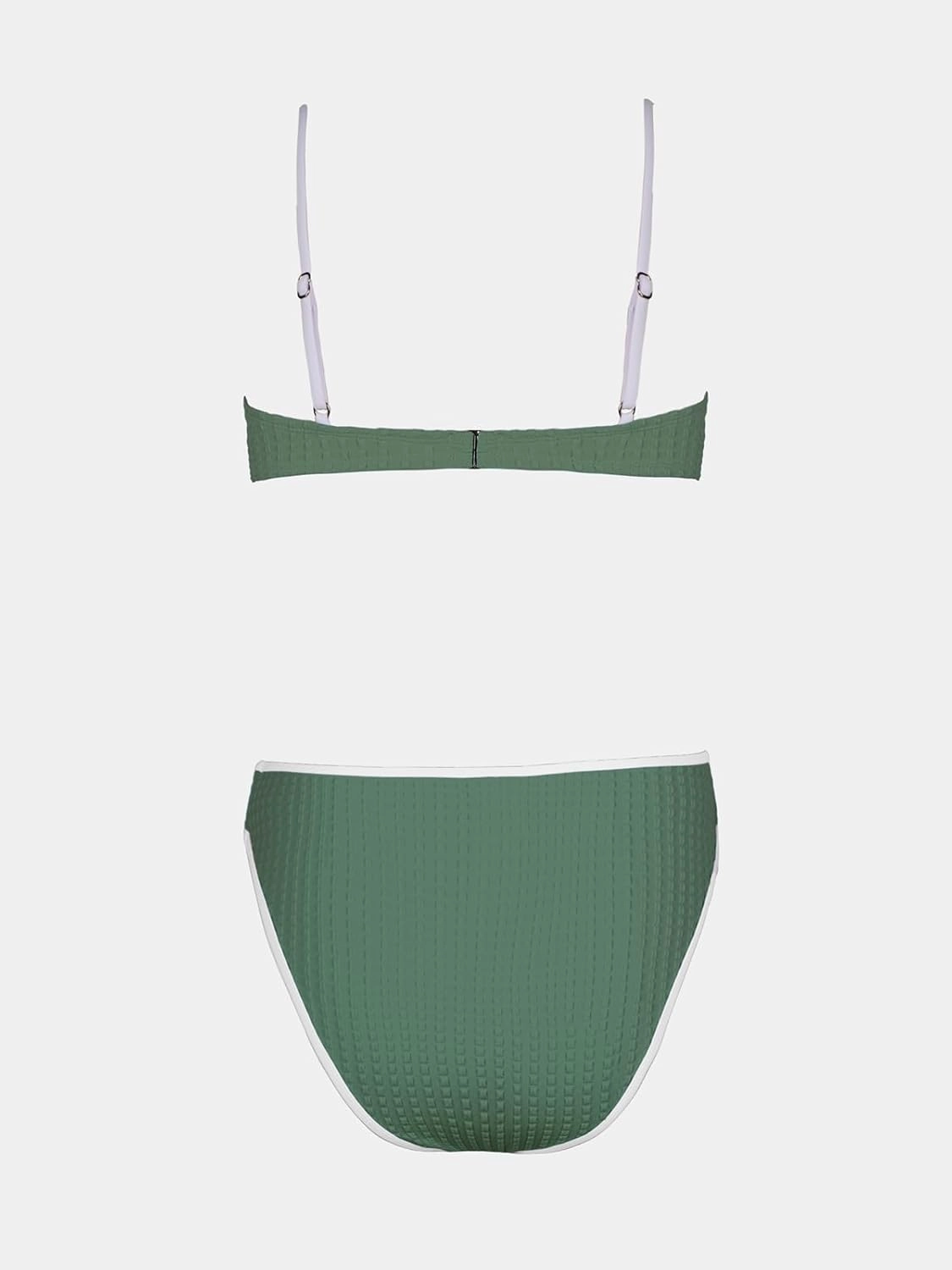 CUPSHE Women's Bikini Sets Two Piece Swimsuit High Waisted Square Neck Back Hook Color Block Cheeky Bottom