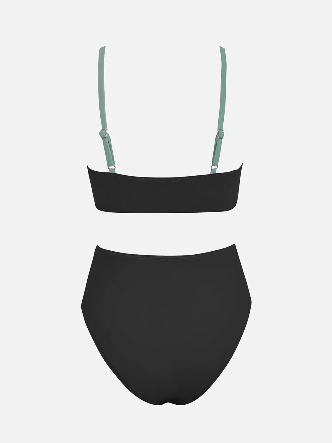 CUPSHE Women's Bikini Sets Two Piece Swimsuit High Waisted V Neck Twist Front Adjustable Spaghetti Straps Bathing Suit