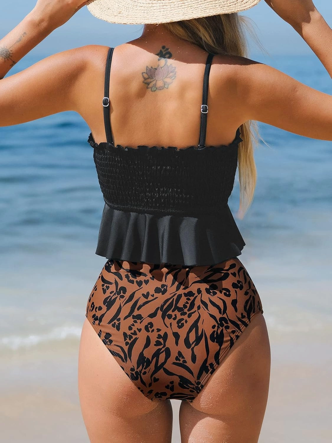 CUPSHE Women's High Waist Bikini Swimsuit Ruffle Two Piece Bathing Suit