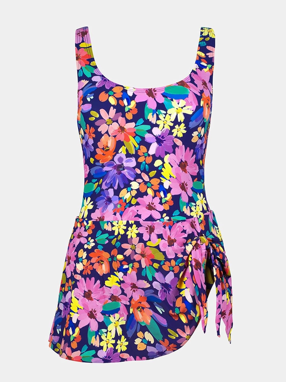 CUPSHE Women's One Piece Swimsuit Bathing Suit Scoop Neck Swimdress Wide Straps Tie Knot Swim Skirt