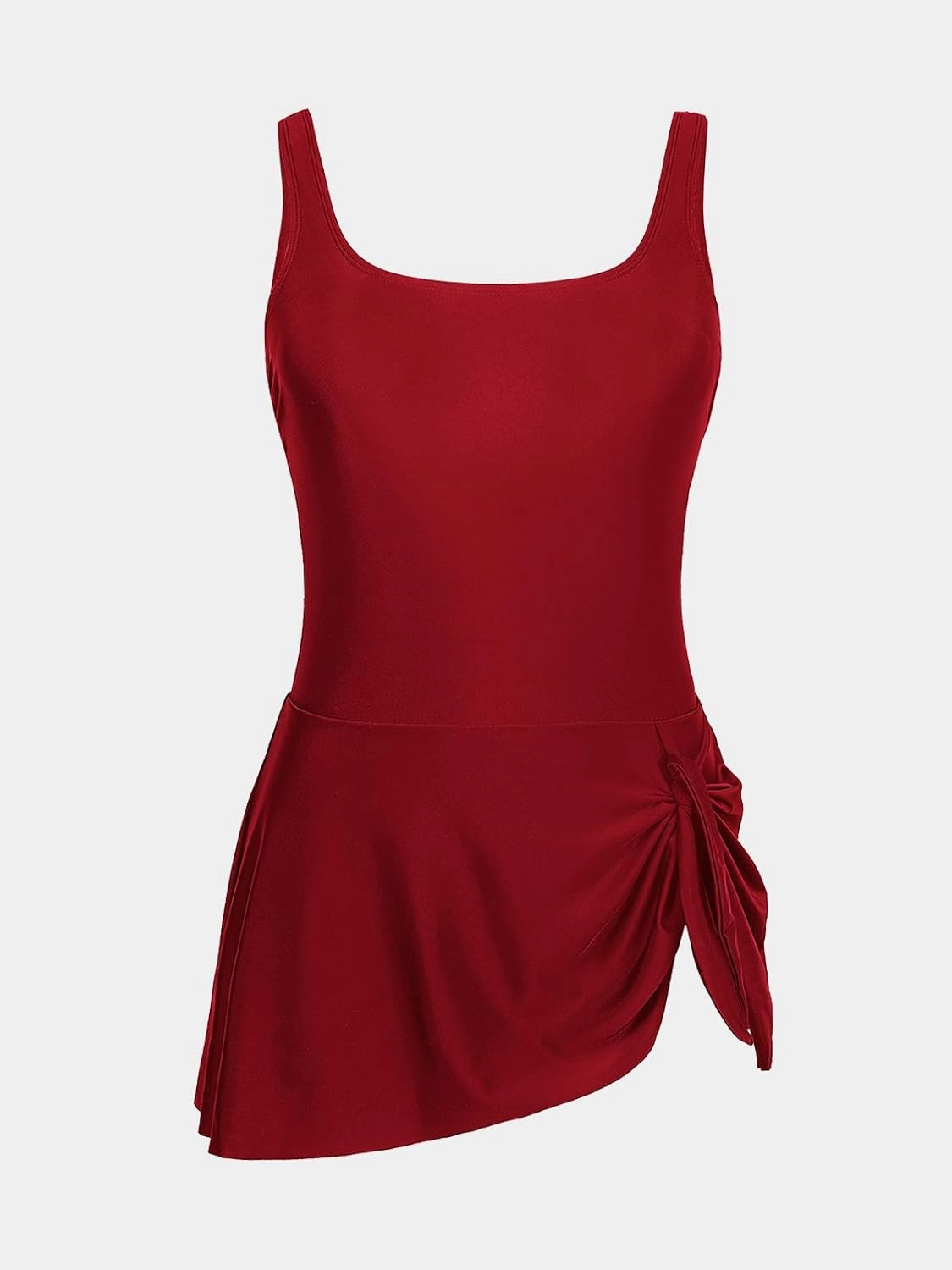 CUPSHE Women's One Piece Swimsuit Bathing Suit Scoop Neck Swimdress Wide Straps Tie Knot Swim Skirt