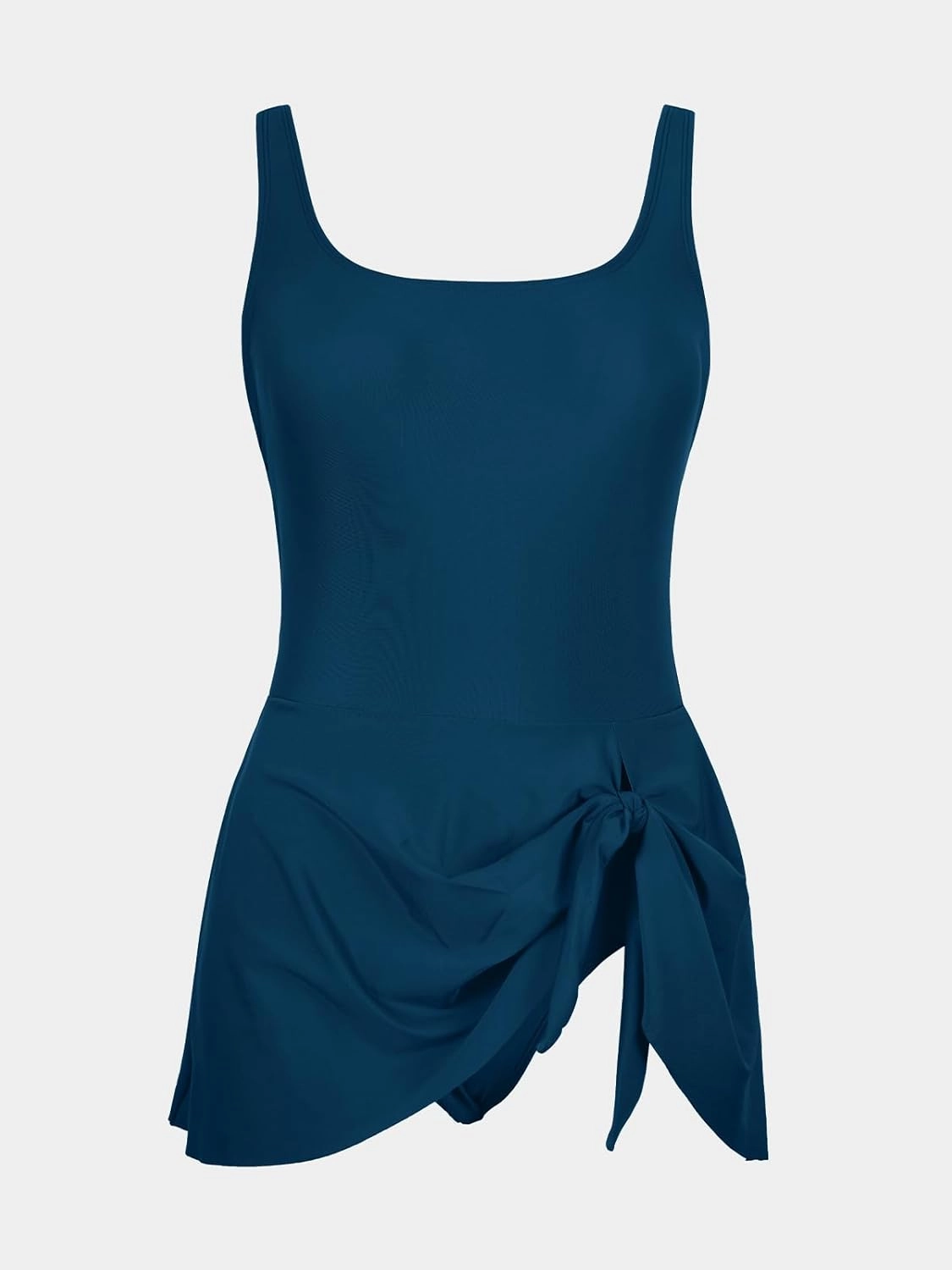 CUPSHE Women's One Piece Swimsuit Bathing Suit Scoop Neck Swimdress Wide Straps Tie Knot Swim Skirt