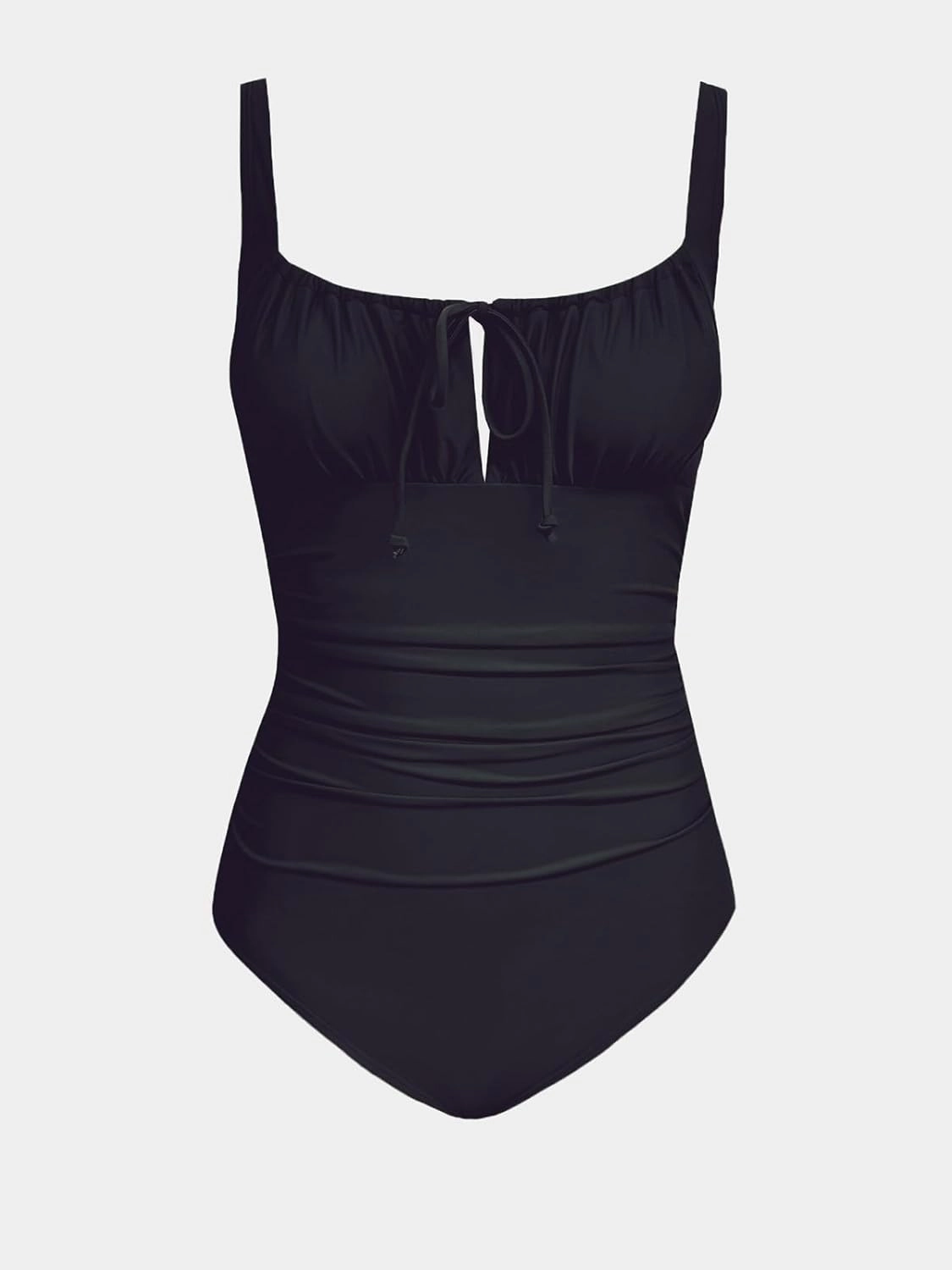 CUPSHE Women's One Piece Swimsuit Bathing Suit Square Neck Back Cut Out Drawstring Self Tie Back Hook