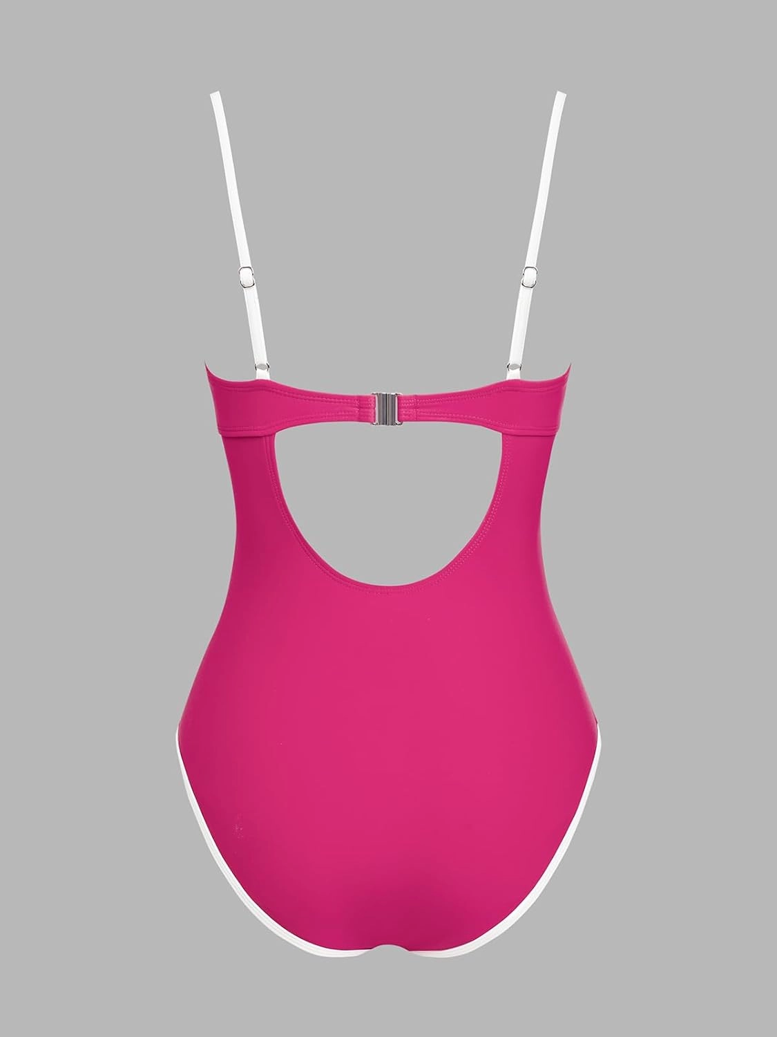 CUPSHE Women's One Piece Swimsuit Bathing Suit Square Neck Cutout Back Hook Color Block Cheeky Bottom