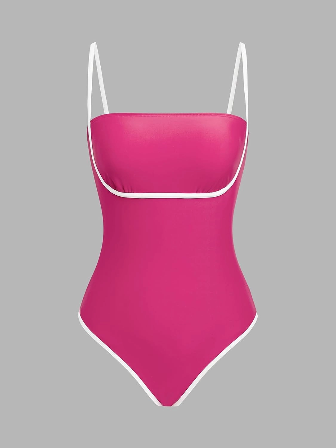 CUPSHE Women's One Piece Swimsuit Bathing Suit Square Neck Cutout Back Hook Color Block Cheeky Bottom