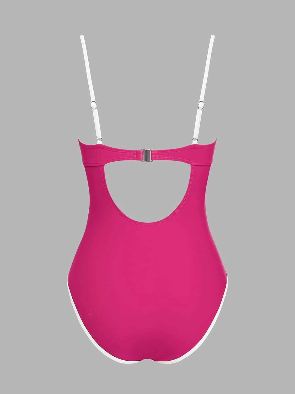 CUPSHE Women's One Piece Swimsuit Bathing Suit Square Neck Cutout Back Hook Color Block Cheeky Bottom