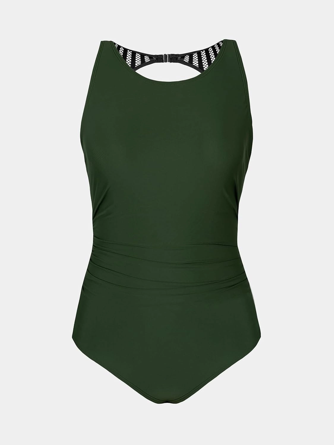 CUPSHE Women's One Piece Swimsuit Bathing Suit Tummy Control High Neck Cutout Back Hook Mesh Swimwear