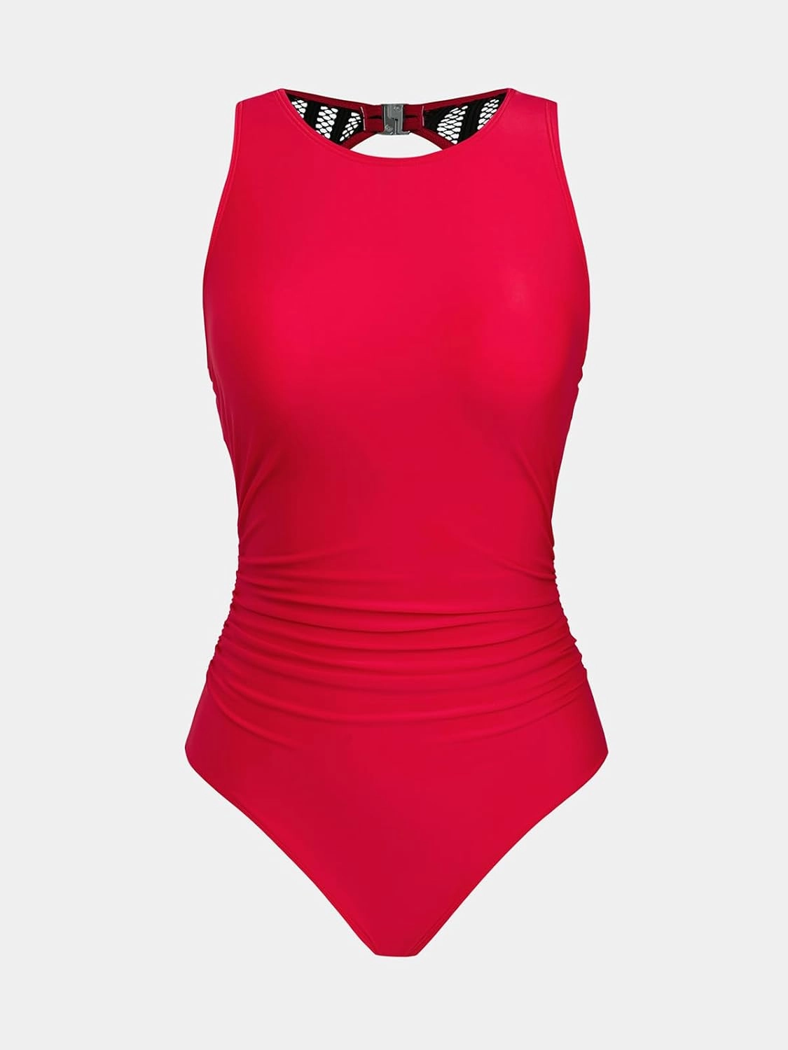 CUPSHE Women's One Piece Swimsuit Bathing Suit Tummy Control High Neck Cutout Back Hook Mesh Swimwear