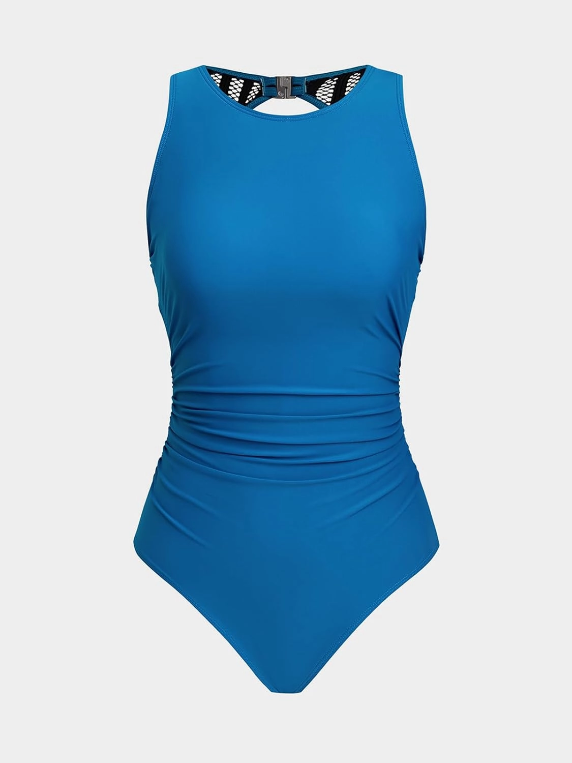 CUPSHE Women's One Piece Swimsuit Bathing Suit Tummy Control High Neck Cutout Back Hook Mesh Swimwear