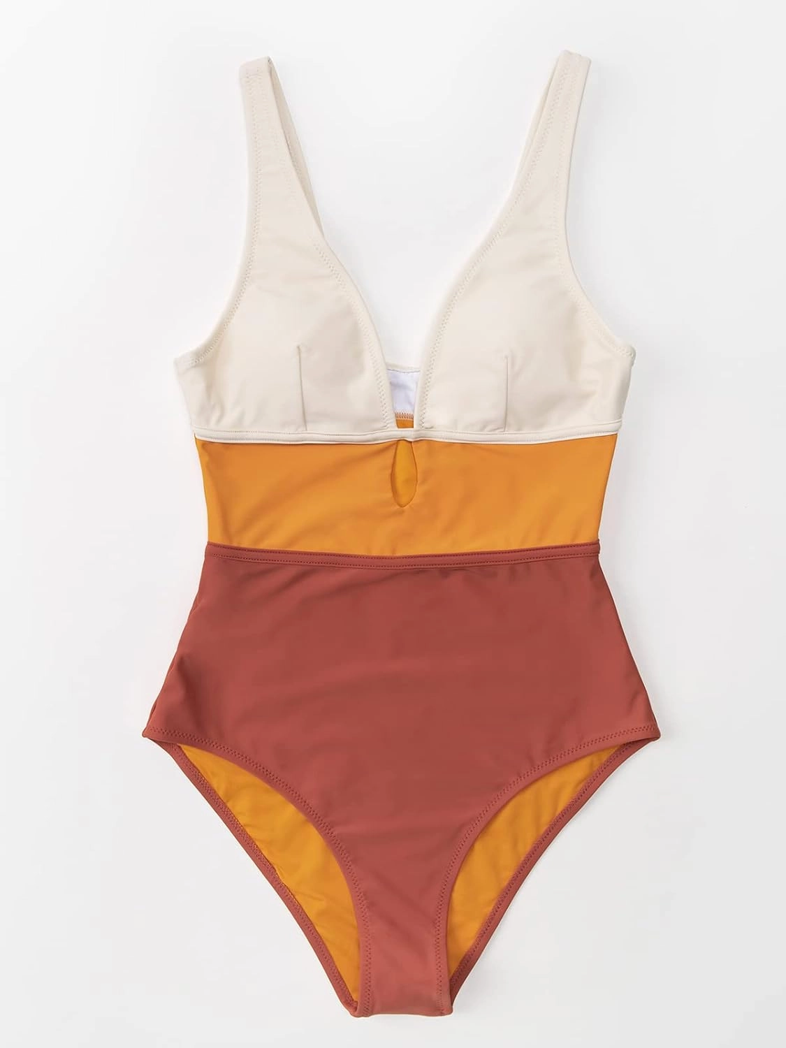 CUPSHE Women's One Piece Swimsuit Color Block Keyhole Cutout Bathing Suit