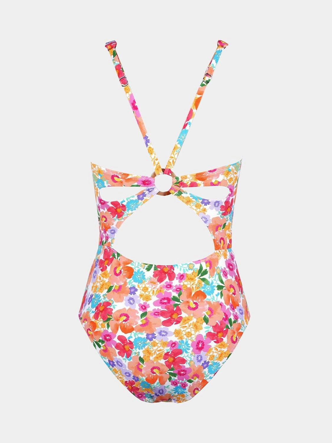 CUPSHE Women's One Piece Swimsuit Deep V Neck Keyhole Cutout O Ring Textured Bathing Suit