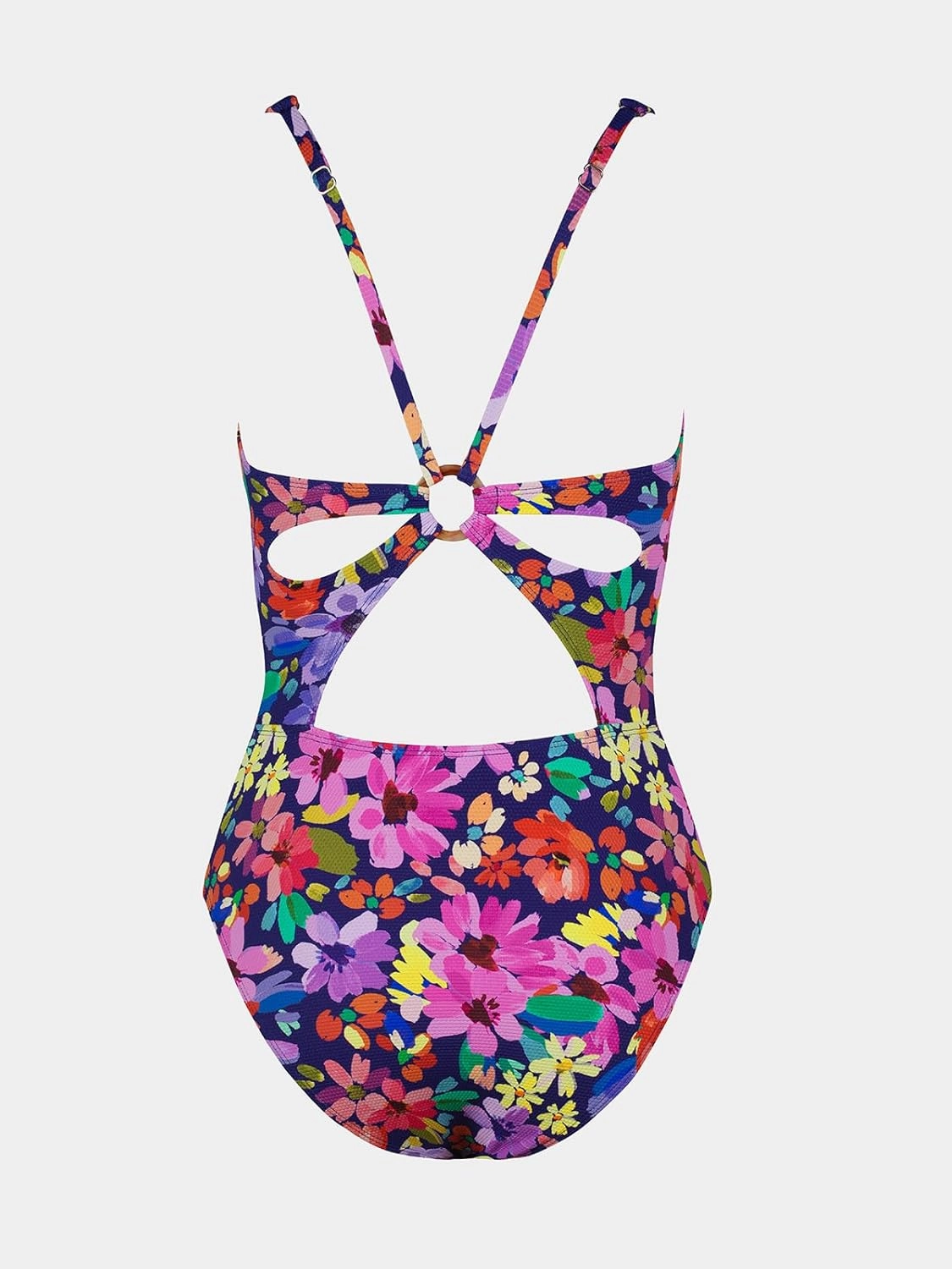 CUPSHE Women's One Piece Swimsuit Deep V Neck Keyhole Cutout O Ring Textured Bathing Suit
