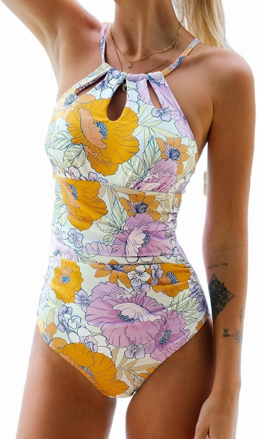 CUPSHE Women's One Piece Swimsuit High Neck Tummy Control Swimwear Bathing Suit