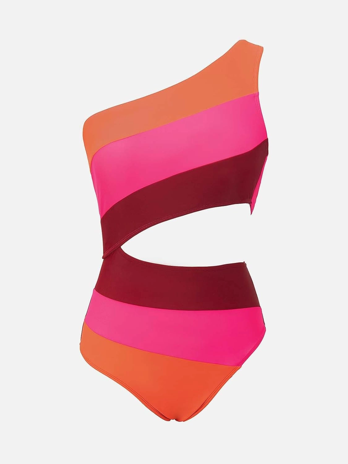 CUPSHE Women's One Piece Swimsuit One Shoulder Bathing Suit Cutout Color Block Swimwear