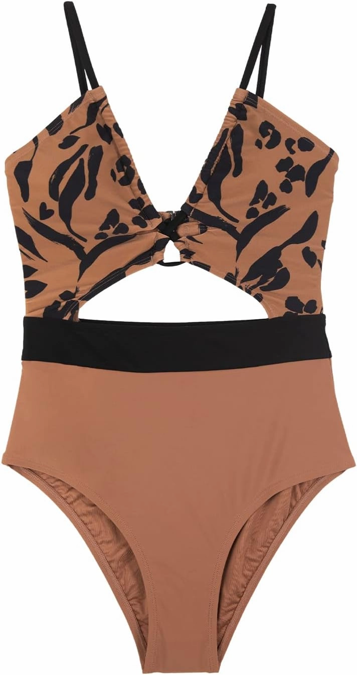 CUPSHE Women's One Piece Swimsuit Plunge Neckline Cutout Criss Cross Bathing Suit