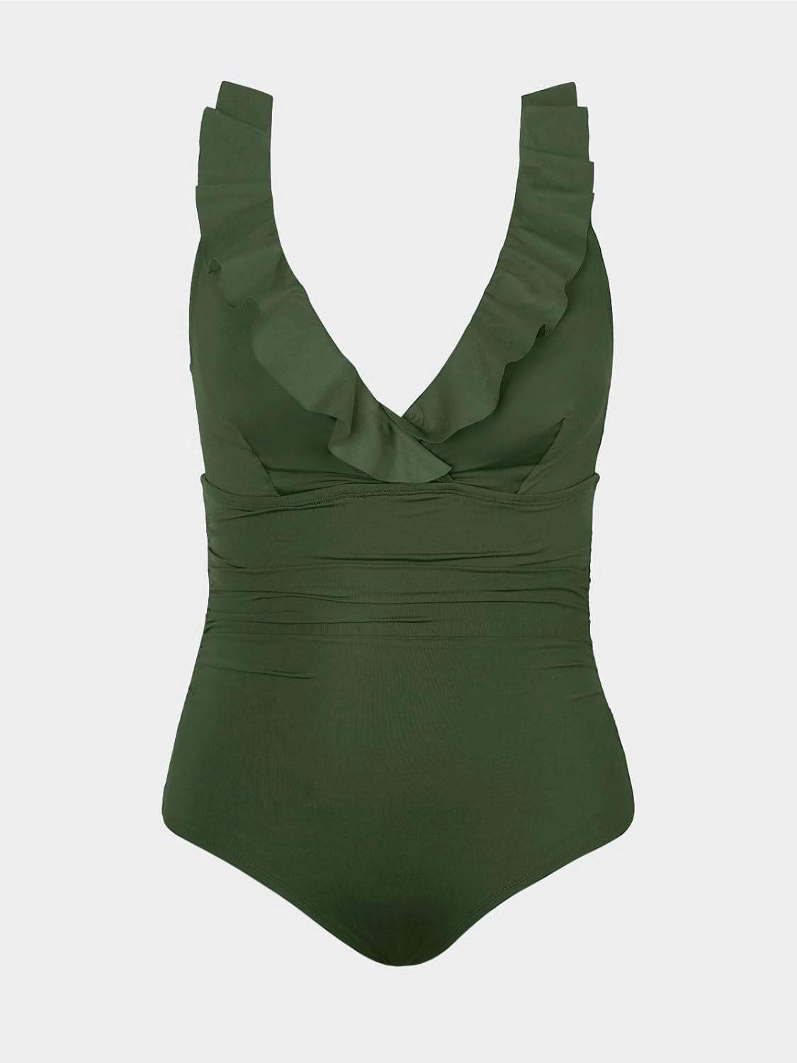 CUPSHE Women's One Piece Swimsuit Plus Size Ruffled V Neck Bathing Suit Retro Full Coverage Slimming Sculpting