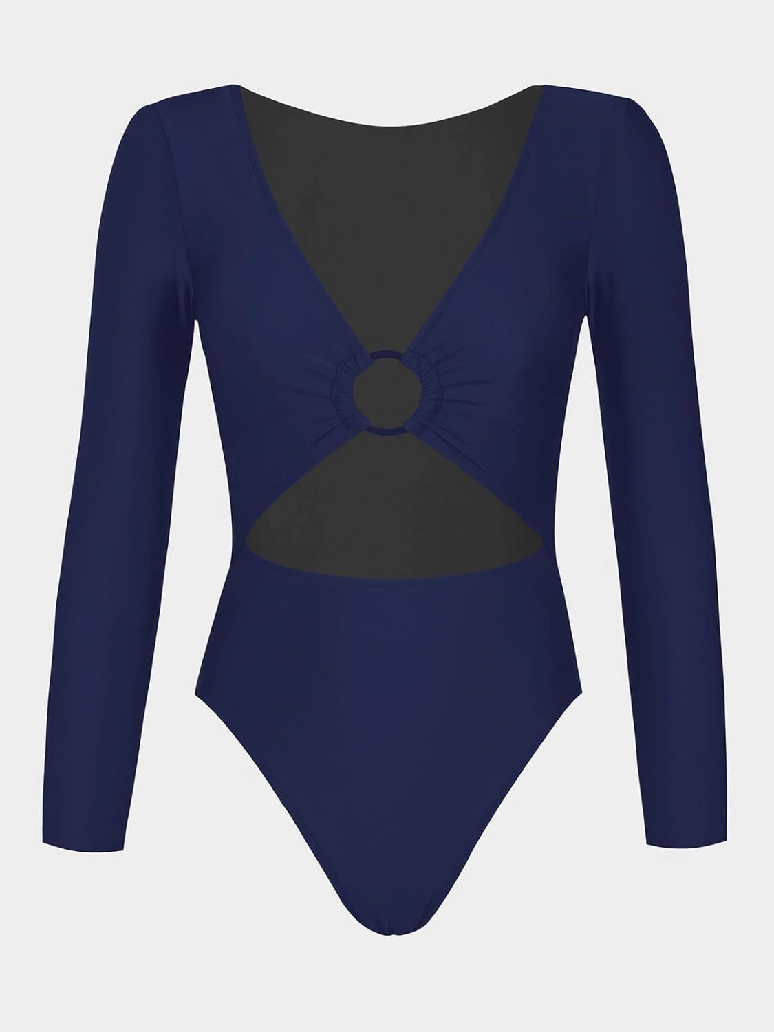 CUPSHE Women's One Piece Swimsuit Rash Guard Long Sleeve Cutout UPF 50  UV Deep V Neck O-Ring