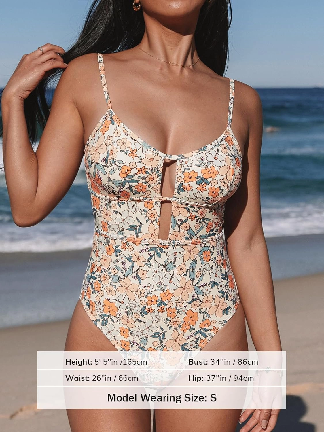 CUPSHE Women's One Piece Swimsuit Scoop Neck Adjustable Straps Cutout Back Self Tie Bathing Suit