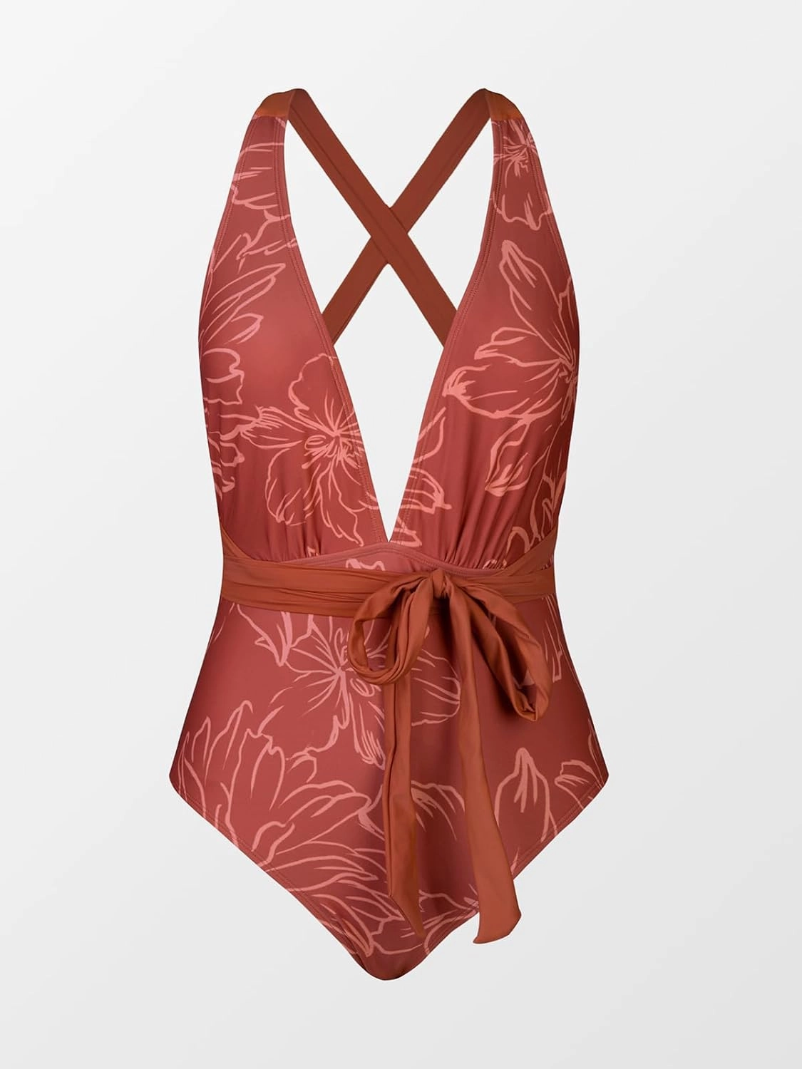 CUPSHE Women's One Piece Swimsuit Sexy Deep V Neck Bathing Suit Crisscross Back Self Tie