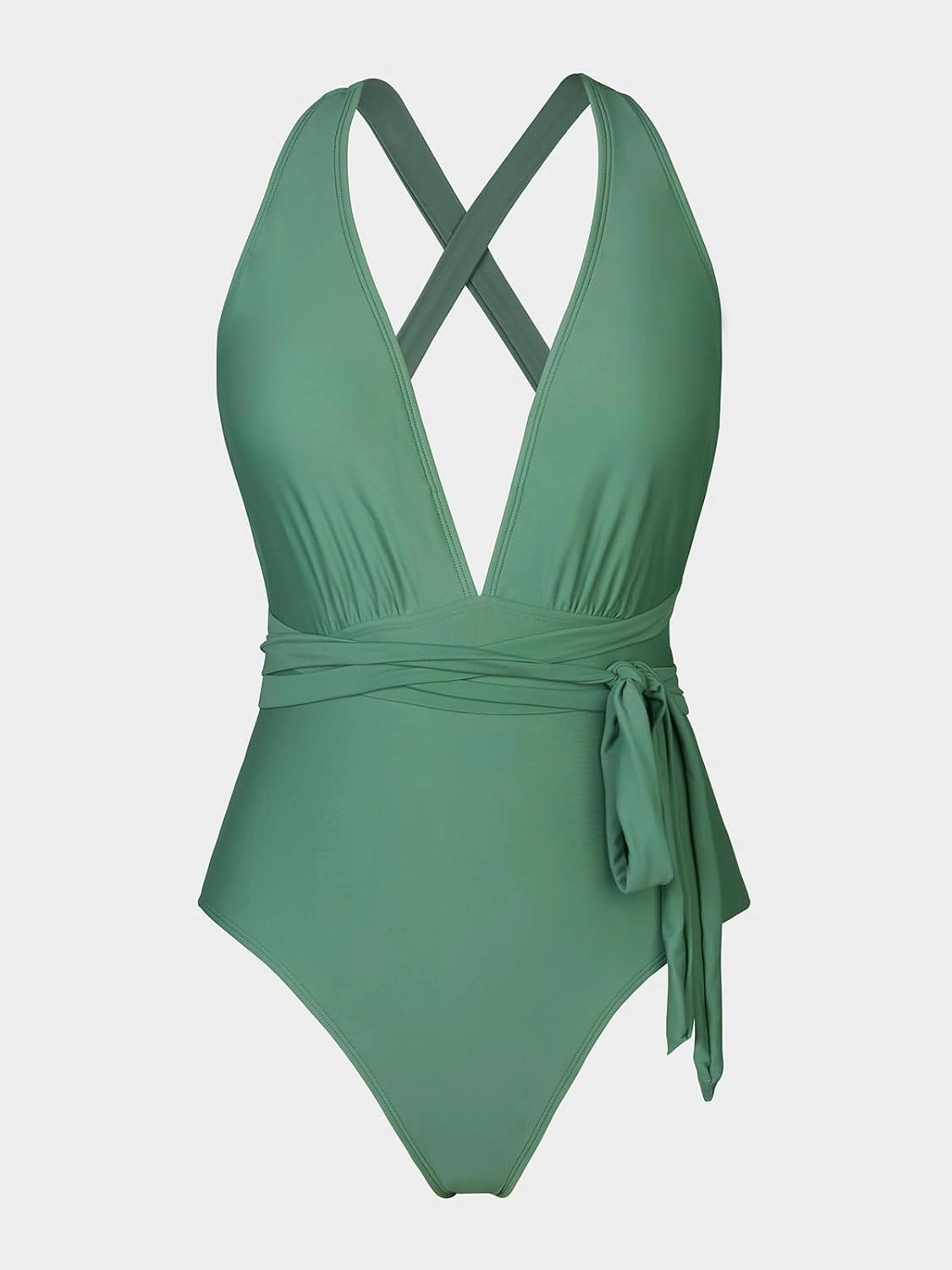 CUPSHE Women's One Piece Swimsuit Sexy Deep V Neck Bathing Suit Crisscross Back Self Tie