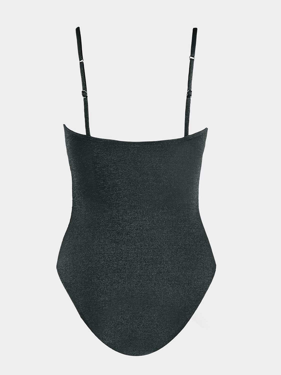 CUPSHE Women's One Piece Swimsuit Tummy Control Square Neck Bathing Suit Ruched Adjustable Straps