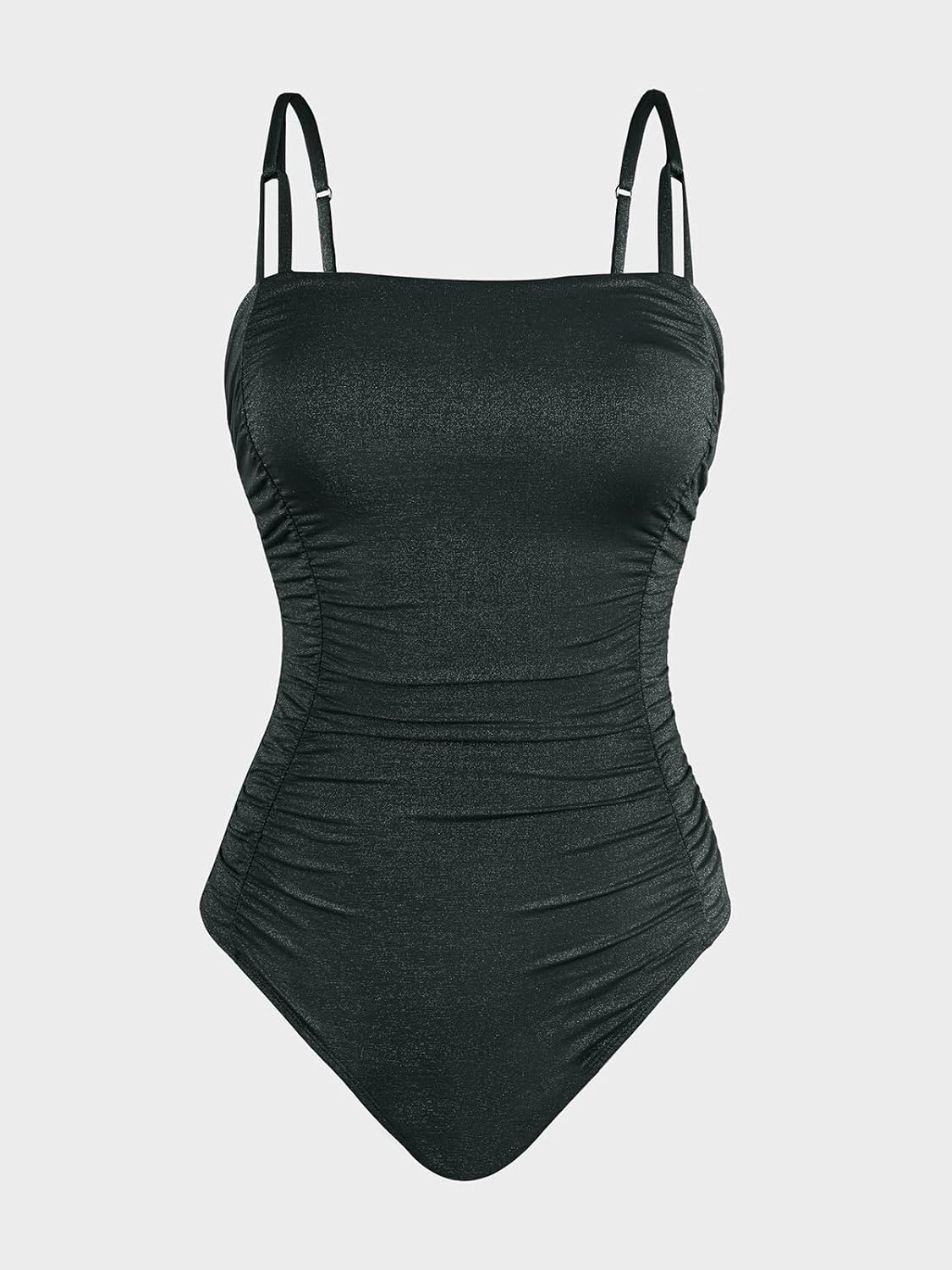 CUPSHE Women's One Piece Swimsuit Tummy Control Square Neck Bathing Suit Ruched Adjustable Straps