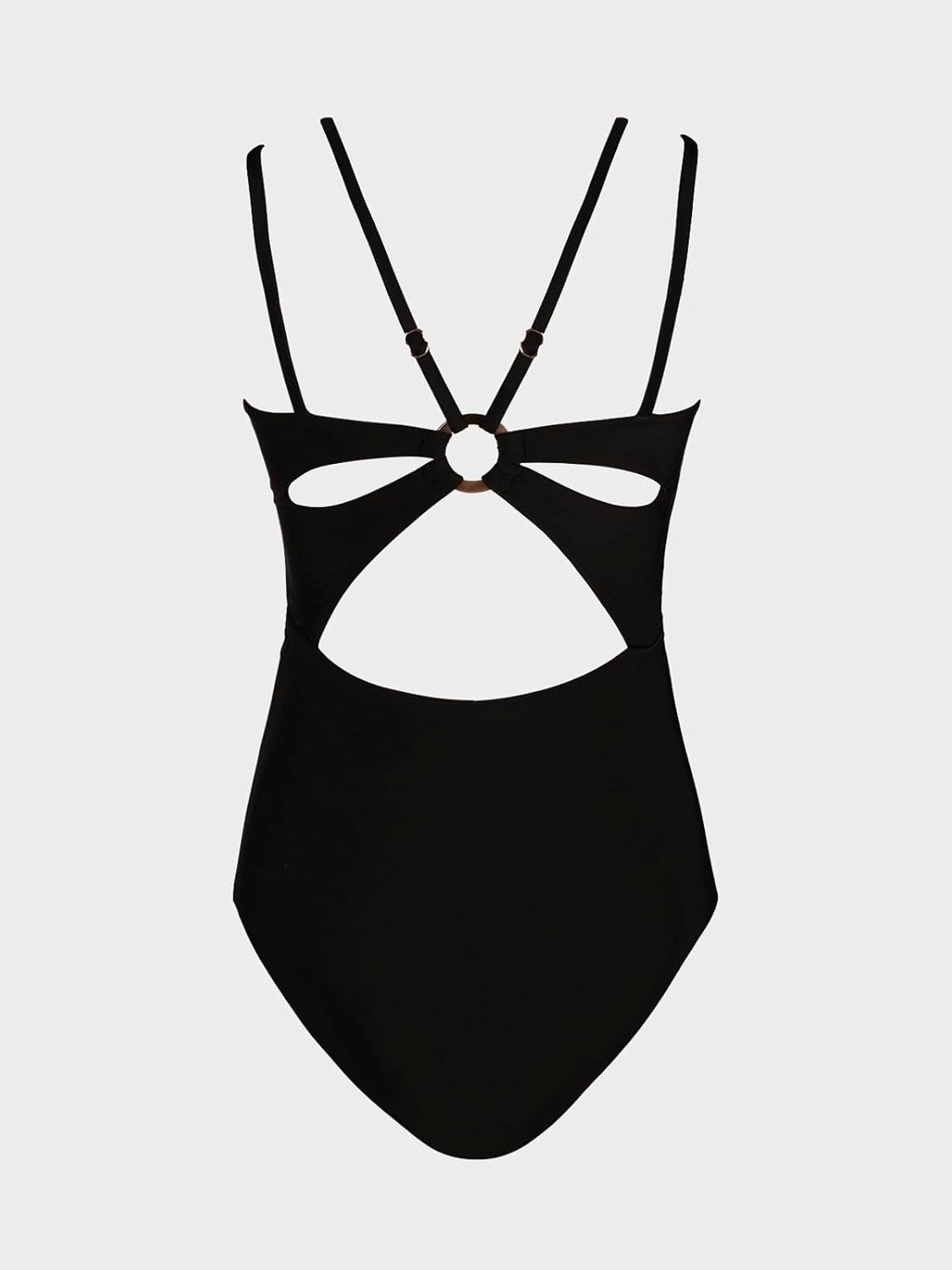 CUPSHE Women's One Piece Swimsuit V Neck Tummy Control Double Adjustable Straps Back Cutout O-Ring