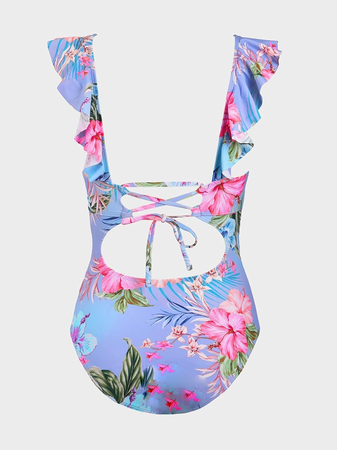 CUPSHE Women's Ruffled One Piece Swimsuit V Neck Lace Up