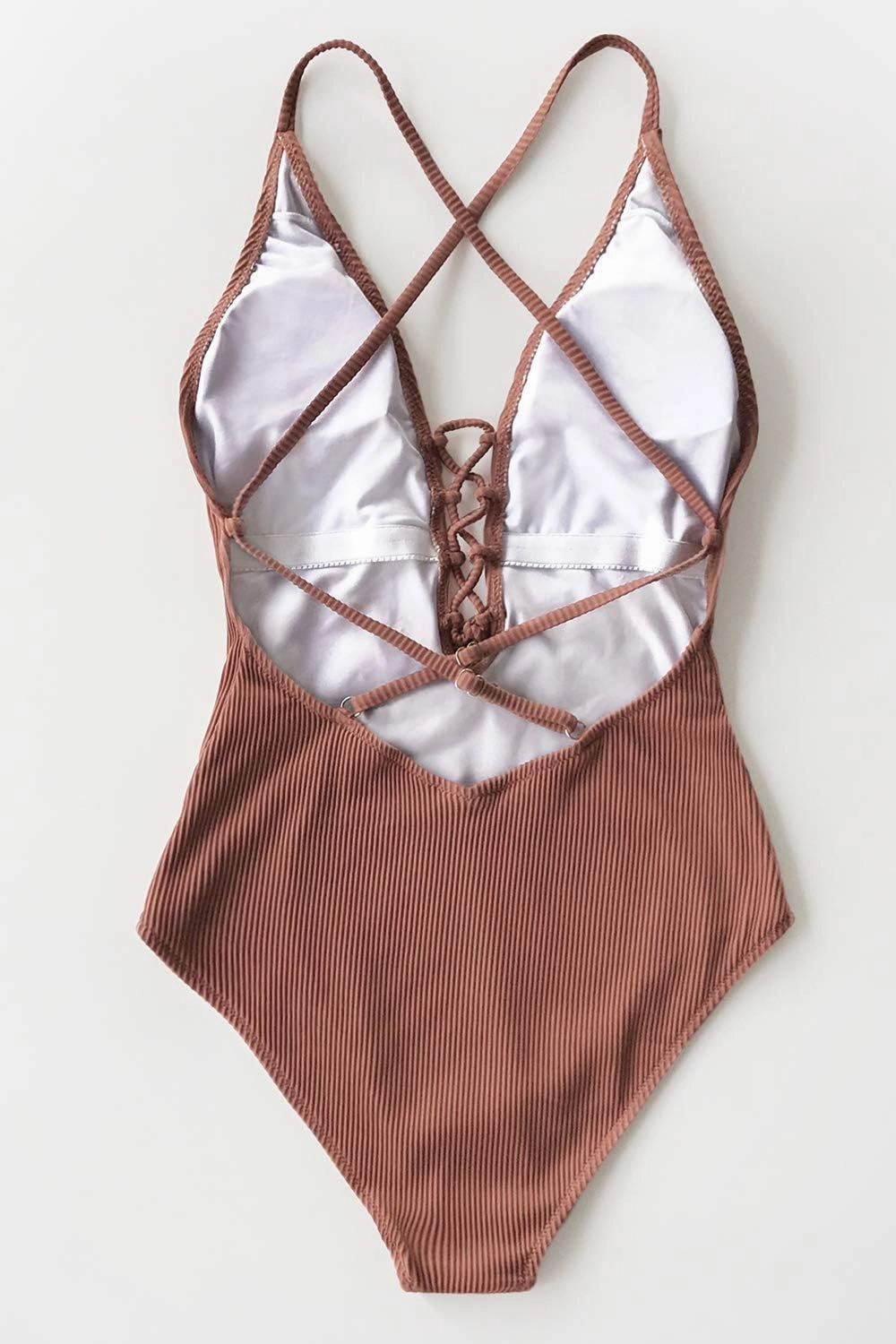 CUPSHE Women's Solid Color V Neck Lace Up One Piece Swimsuit