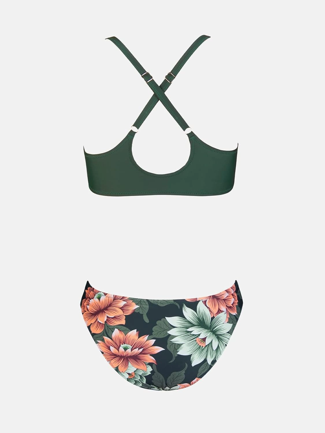 CUPSHE Women's Two Piece Bikini Set Floral Print Knot Bunny Tie