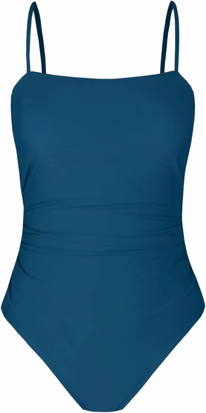 CUPSHE Women Swimsuit One Piece Bathing Suit Square Neck Cutout Back Tummy Control with Adjustable Spaghetti Straps