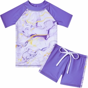 Cutemile 4-10 Years Girls 2 Piece Swimsuit UPF 50  Rash Guard Siwmwear with Short