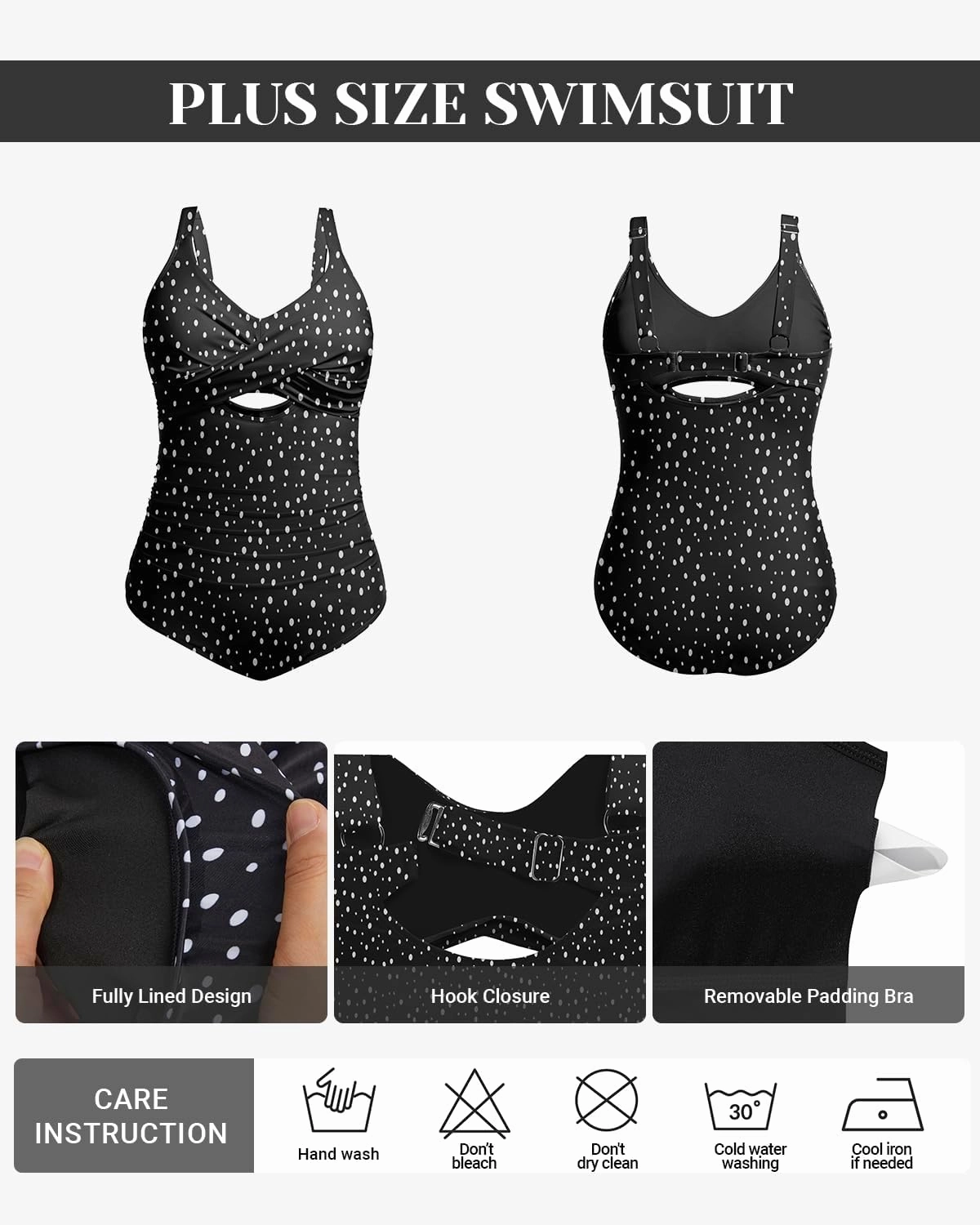 Daci Plus Size One Piece Swimsuits - Tummy Control Bathing Suit for Women Cutout Swimwear