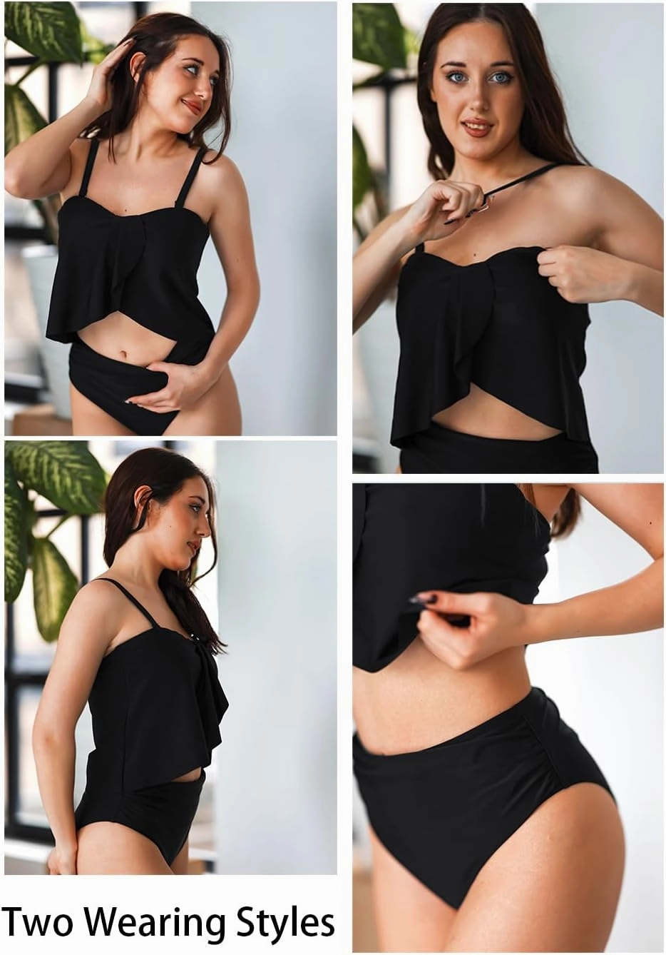 Daci Strapless Tankini Swimsuits for Women - 2 Piece Bathing Suit Bandeau Top with High Waisted Bikini Bottom