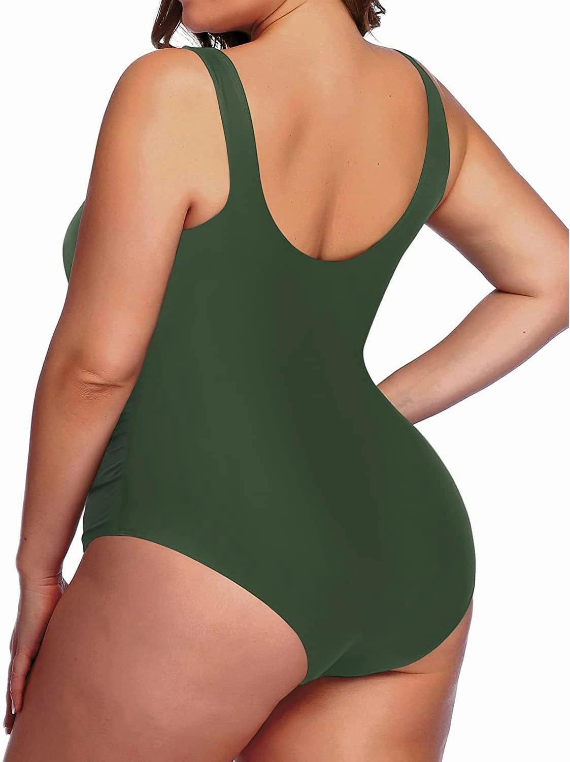 Daci Women Plus Size One Piece Swimsuit Athletic Tummy Control Ruched Bathing Suit with U-Back