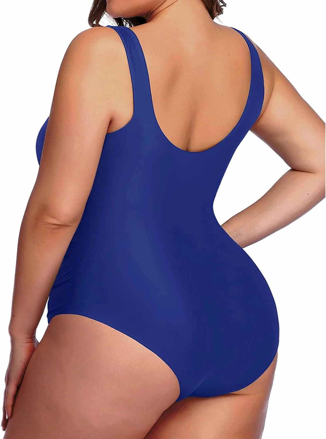 Daci Women Plus Size One Piece Swimsuit Athletic Tummy Control Ruched Bathing Suit with U-Back