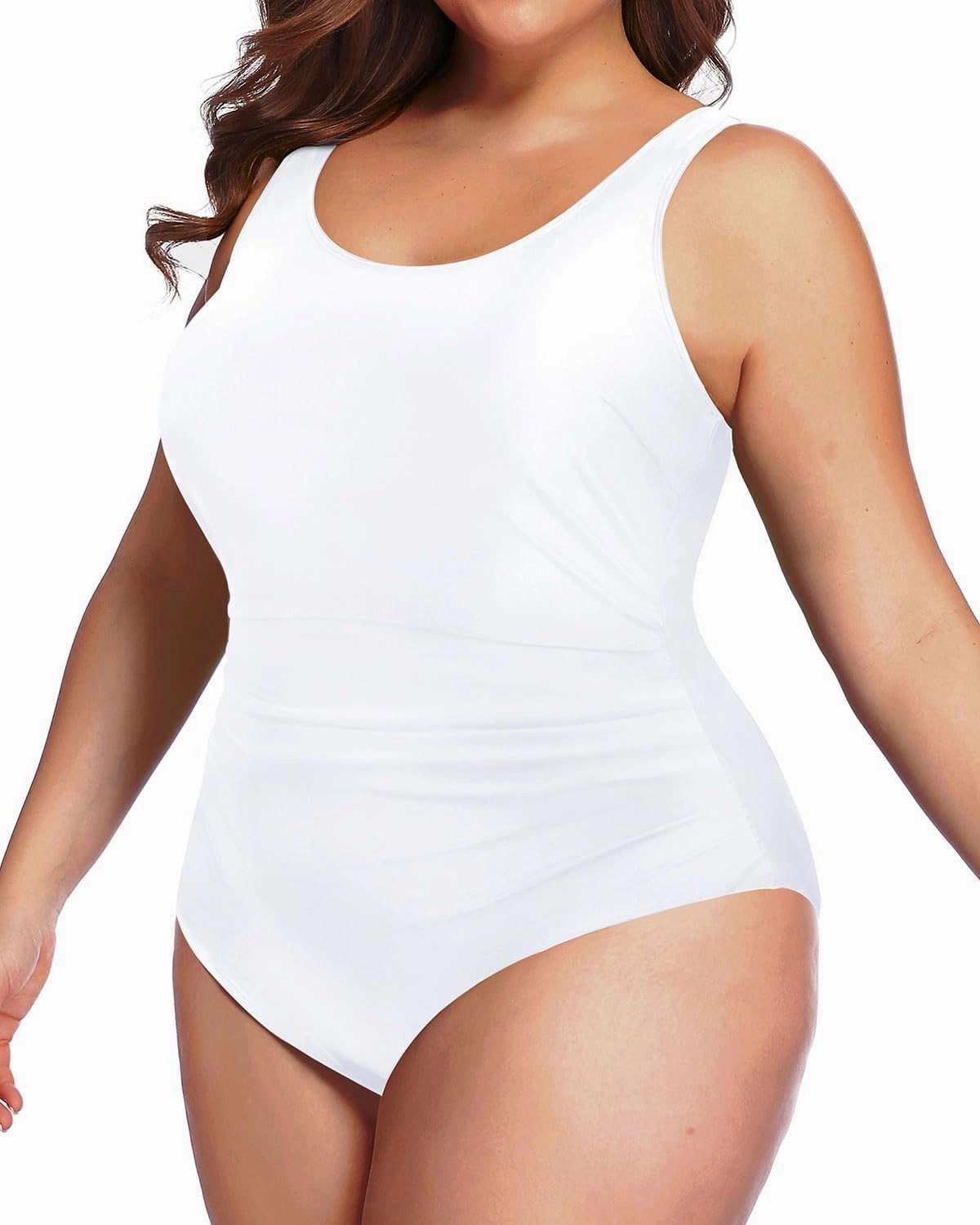 Daci Women Plus Size One Piece Swimsuit Athletic Tummy Control Ruched Bathing Suit with U-Back