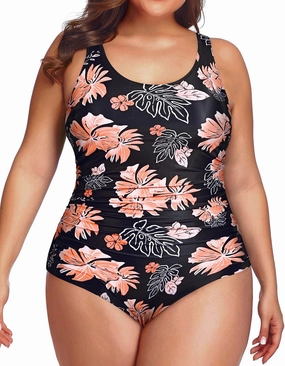 Daci Women Plus Size One Piece Swimsuit Athletic Tummy Control Ruched Bathing Suit with U-Back