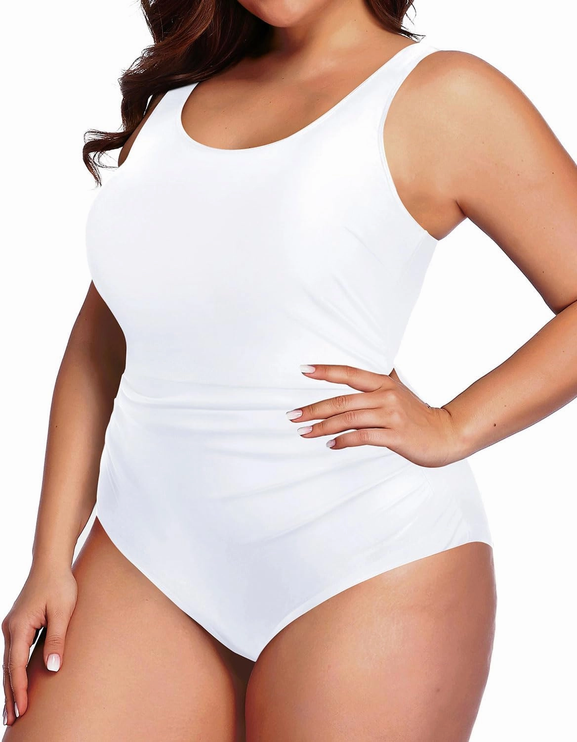 Daci Women Plus Size One Piece Swimsuit Athletic Tummy Control Ruched Bathing Suit with U-Back