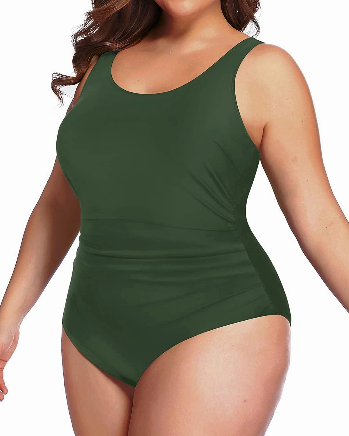 Daci Women Plus Size One Piece Swimsuit Athletic Tummy Control Ruched Bathing Suit with U-Back