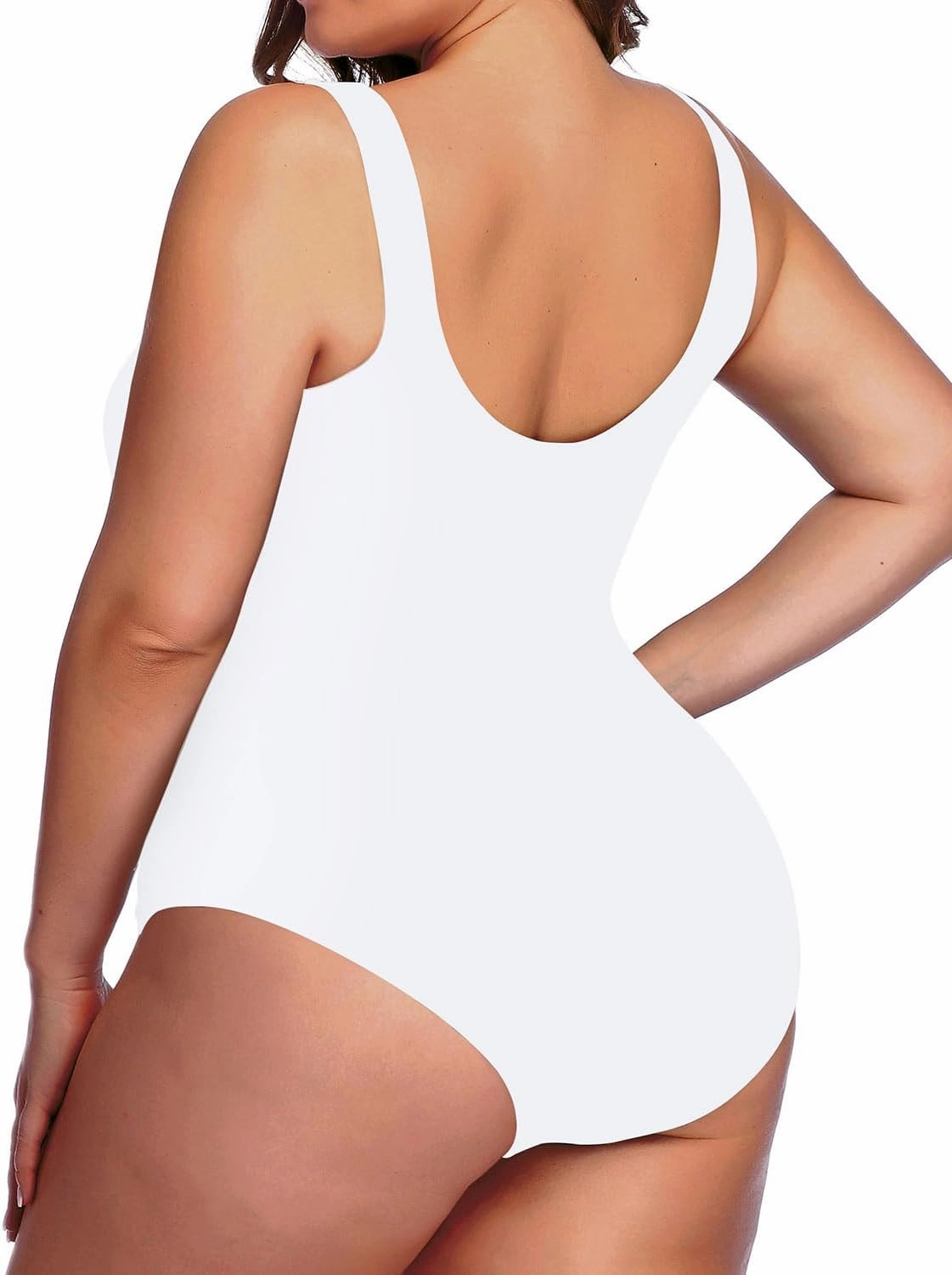 Daci Women Plus Size One Piece Swimsuit Athletic Tummy Control Ruched Bathing Suit with U-Back