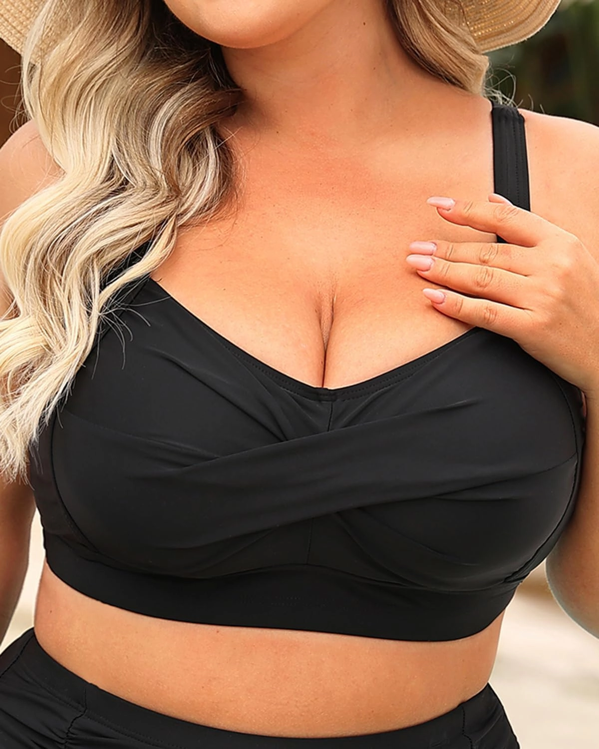 Daci Women Plus Size Push up Bikini Top Only Full Coverage Swimsuit Tops Twist Front Bathing Suit Bra for Large Bust