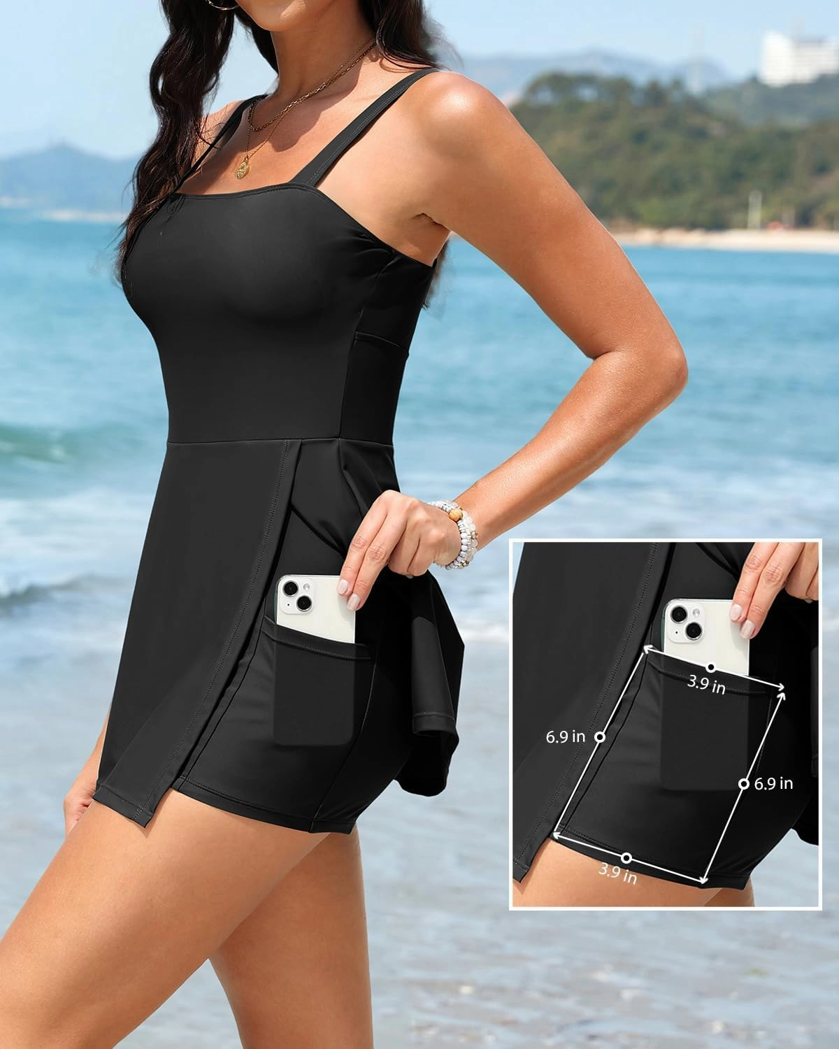 Daci Women's One Piece Swimdress - Tummy Control Swimsuit Full Coverage Modest Skirted Bathing Suit with Pockets 2025