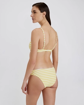 Daphne Ribbed Bikini Bottom Lemon Stripe