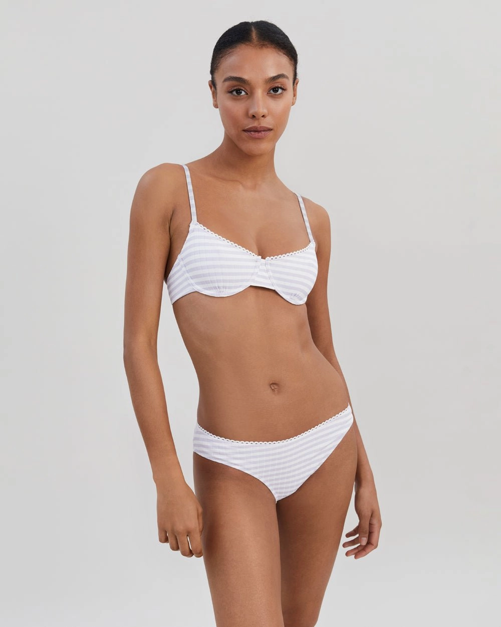Daphne Ribbed Bikini Bottom Lilac Stripe