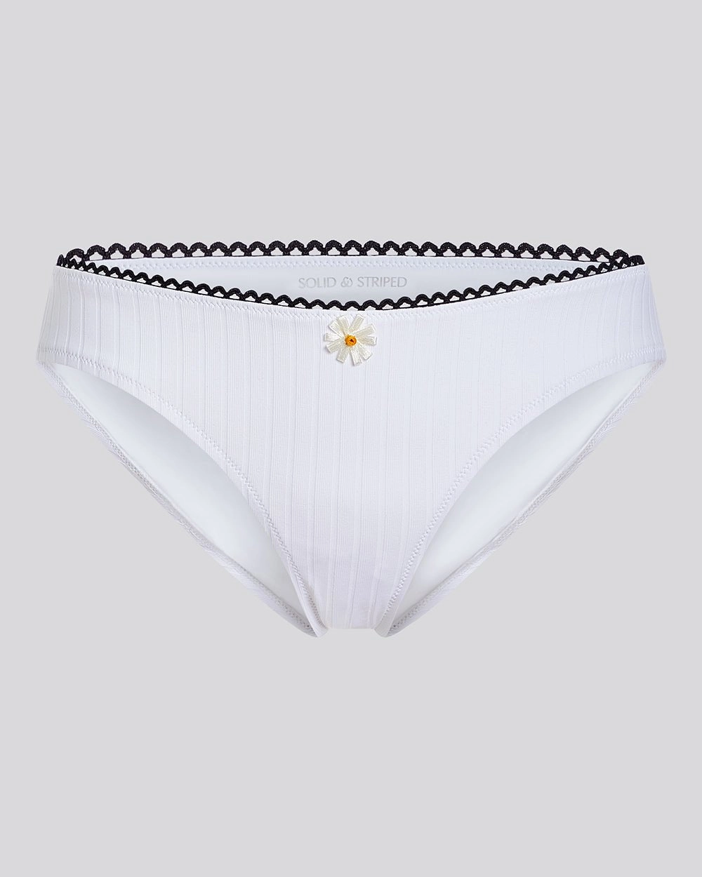 Daphne Ribbed Bikini Bottom Optic White / Noir