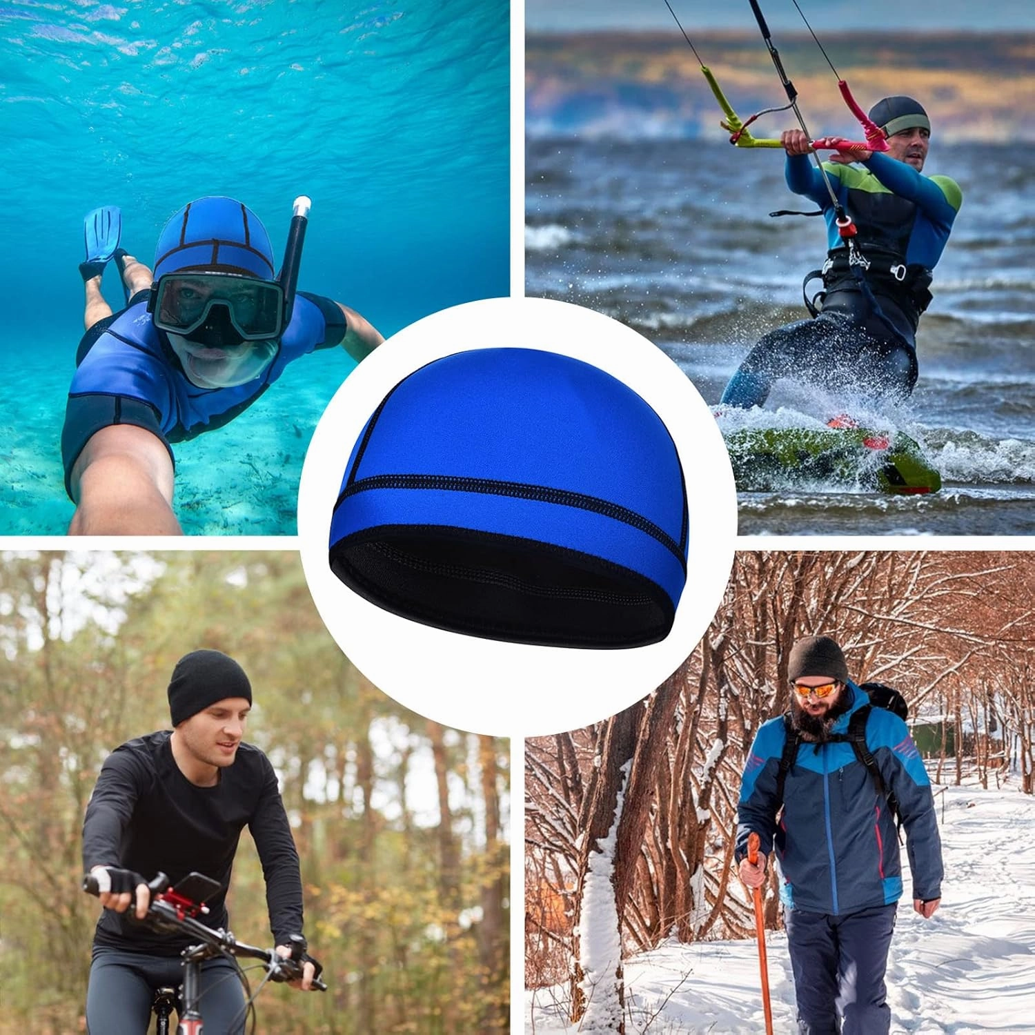 DEHAI Neoprene Diving Hood Wetsuit Swimming Caps for Womens Mens Youth, 2mm 3mm Thermal Water Beanie Hat Keep Long Hair Dry for Curly Locs Braids