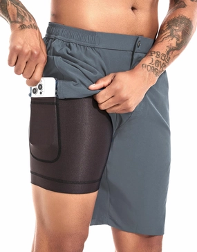difficort Mens Swim Trunks with Compression Liner 9" Zipper Fly Bathing Suits Quick Dry Swimming Shorts with Zipper Pockets